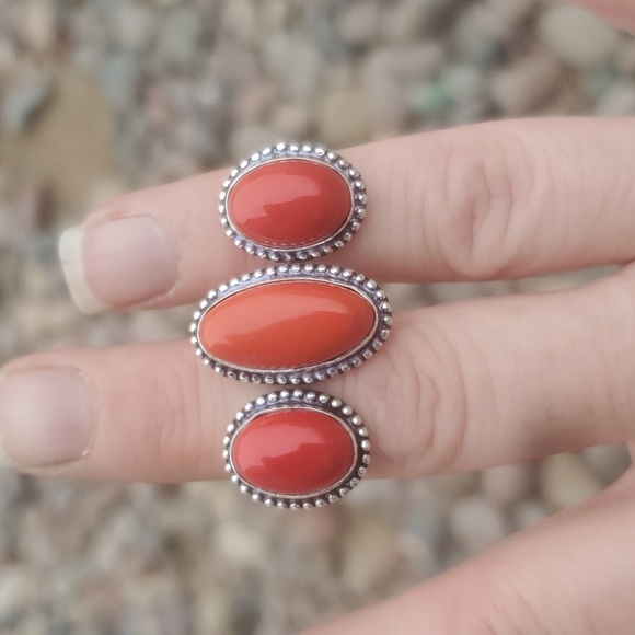 New Coral Double 925 Silver Knuckle Ring. - Picture 10 of 14